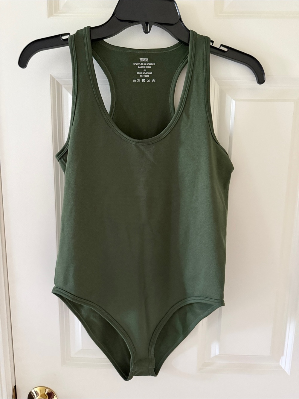 Zenana Outfitters Olive Green Racerback Bodysuit